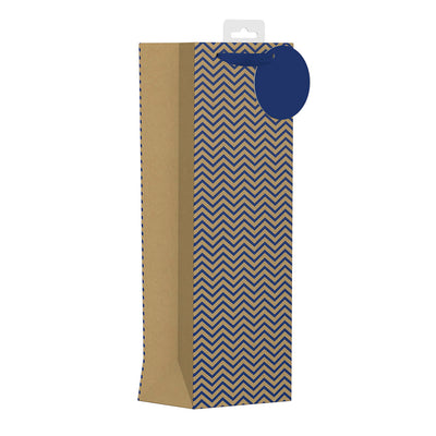 BLUE WITH GOLD STRIPES BOTTLE BAG