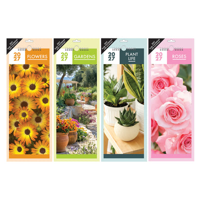 4 ASST. FLOWERS SLIM 2027 WALL CALENDAR