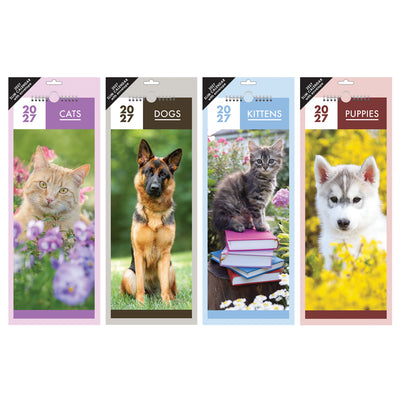4 ASST. ANIMALS SLIM 2027 WALL CALENDAR