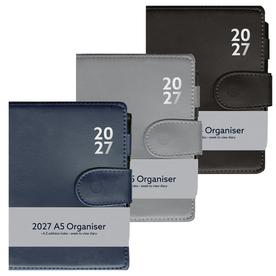 A5 WEEK TO VIEW PVC 2027 DIARY ORGANISER WITH PEN