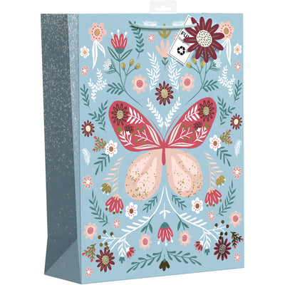 EXTRA LARGE FLORAL BUTTERFLY GIFT BAG
