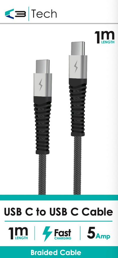 TYPE C TO USB BRAIDED BLACK CABLE