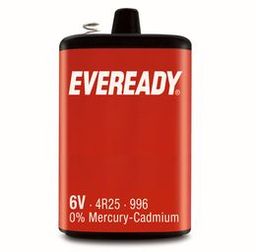 EVEREADY&nbsp; 6 VOLT PJ996 SPRING TOP BATTERY
