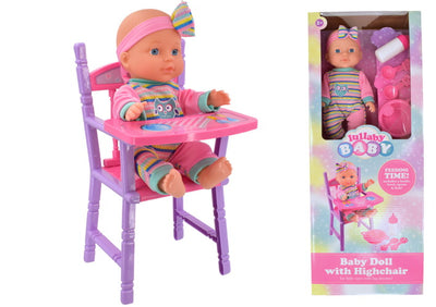 30CM BABY DOLL WITH HIGH CHAIR