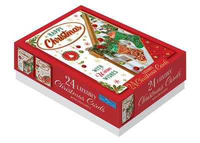 BOX OF 24 TRAD XMAS LUXURY CARDS