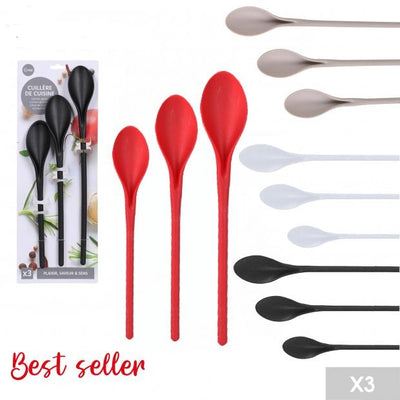 ASST. COLOURS 3 PACK KITCHEN SPOONS