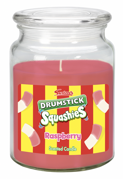 SWIZZELS RASPBERRY DRUMSTICK 18OZ  CANDLE JAR
