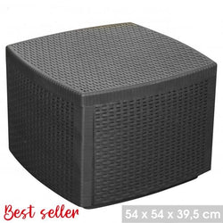 GREY PLASTIC 54CM X 54CM GARDEN TABLE WITH STORAGE
