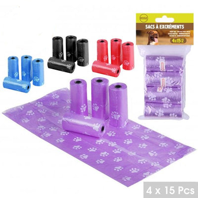 ASST. COLOURS PET WASTE BAGS 4 PACK