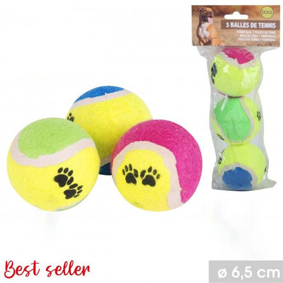 3 PACK PAW DESIGN DOG BALLS