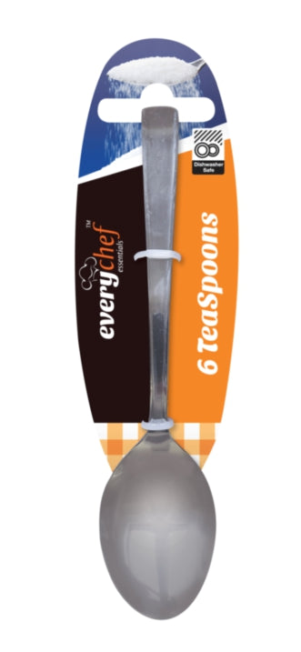 6 PACK STAINLESS STEEL TEA SPOONS