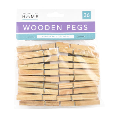 PACK OF 36 WOODEN CLOTHES PEGS