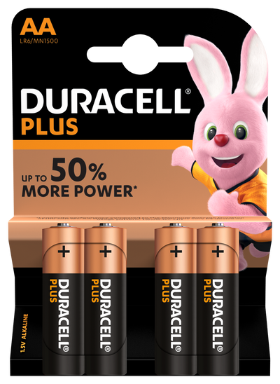 DURACELL AA 4 PACK PLUS POWER BATTERIES