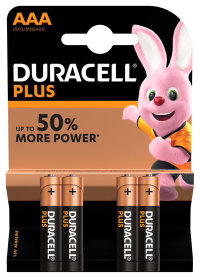 DURACELL AAA 4 PACK PLUS POWER BATTERIES