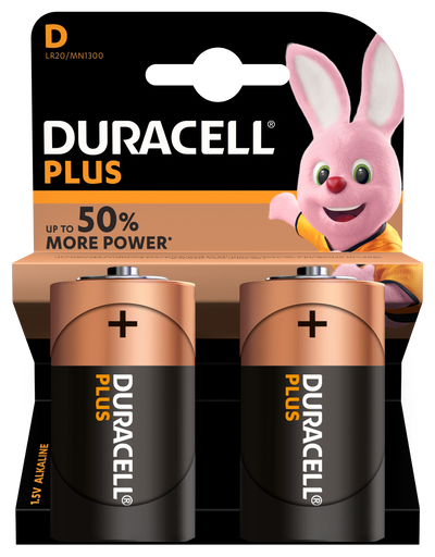 DURACELL 2 PACK D PLUS POWER BATTERIES