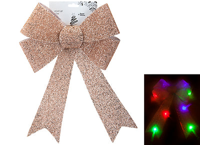 29CM X 43CM ROSE GOLD LIGHT UP  TINSEL BOW