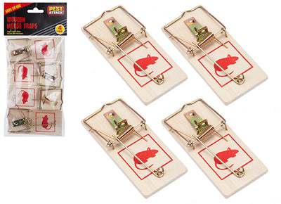 4 PACK WOODEN MOUSE TRAPS