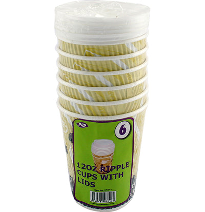 6 PACK HOT DRINK CUPS WIT LIDS