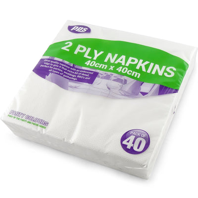 PACK OF 40  2PLY WHITE NAPKINS