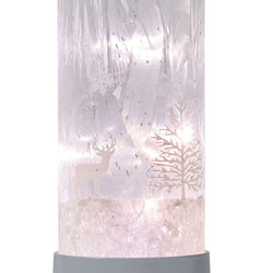10CM X 18CM ICED GLASS FROSTED WOODS LANTERN