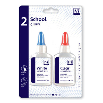 PACK OF 2 CLEAR AND WHITE GLUE SET