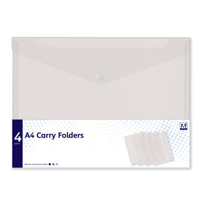 4 PACK A4 CLEAR CARRY FOLDERS