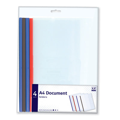 PACK OF 4 A4 DOCUMENT FOLDERS