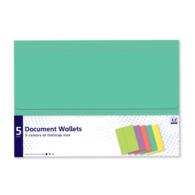 5 PACK A4 DOCUMENT WALLETS