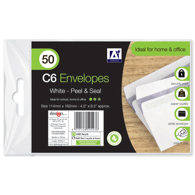 PACK OF 50  C6 WHITE ENVELOPE