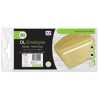 50 PACK DL MANILA ENVELOPES