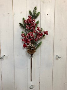 18" FROSTED CONE AND BERRY STEM