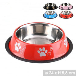 PAW PRINT 24CM ASST. COLOURS DOG BOWL