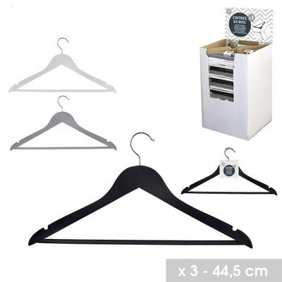 PACK OF 3 ASST. COLOURS WOODEN HANGERS