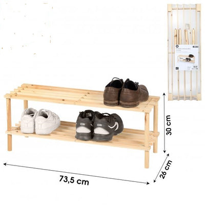 TW0 TIER WOODEN SHOE RACK