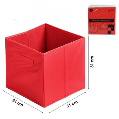 FOLDING RED CUBE STORAGE BOX 31CM X 31CM