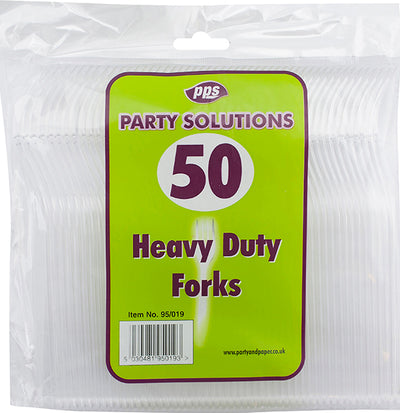 PACK OF 50  CLEAR HEAVY DUTY PLASTIC FORKS