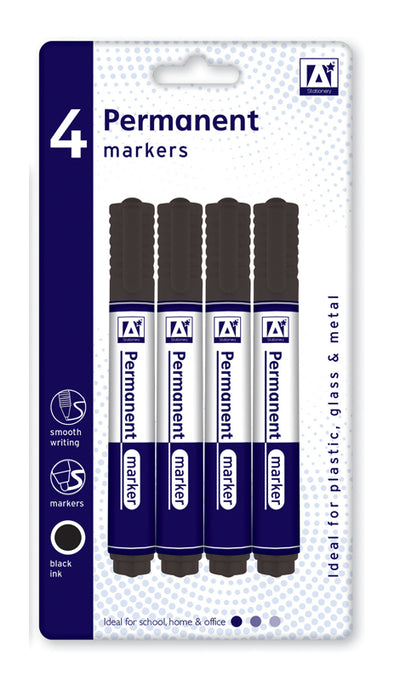 4 PACK BLACK  PERMANENT MARKERS