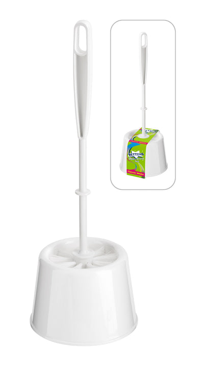 WHITE PLASTIC TOILET BRUSH SET