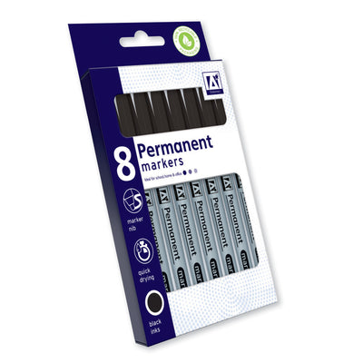 8 PACK BLACK PERMANENT MARKERS