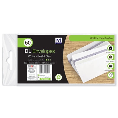 PACK OF 50  DL WHITE ENVELOPES