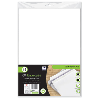 PACK OF 15  C4 WHITE ENVELOPES