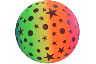 RAINBOW STARS AND MOONS 9" BALL IN NET (DEFLATED)