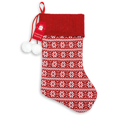 KNITTED PLUSH XMAS STOCKING