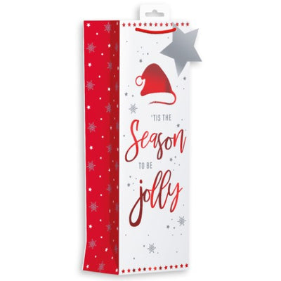RED TEXT XMAS BOTTLE BAG