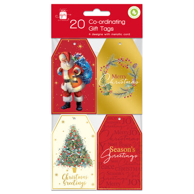 20 PACK TRADITIONAL XMAS TAGS