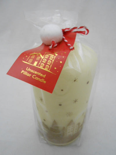 140MM X 65MM GOLD GLITTER PILLAR CANDLE