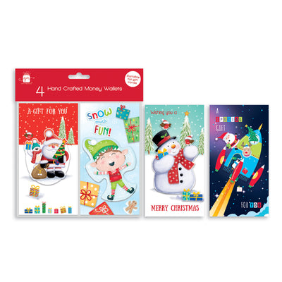 4 PACK CUTE XMAS MONEY WALLETS