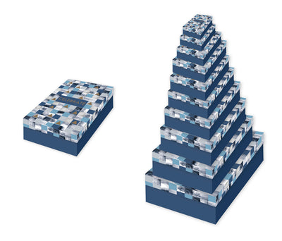 NEST OF 10 ASST. SIZES GEOMETRIC DESIGN GIFT BOXES
