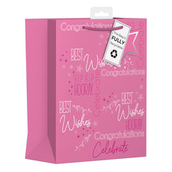 LARGE PINK TEXT FEMALE GIFT BAG