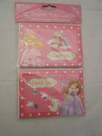 PRINCESS 12 PACK THANK YOU CARDS